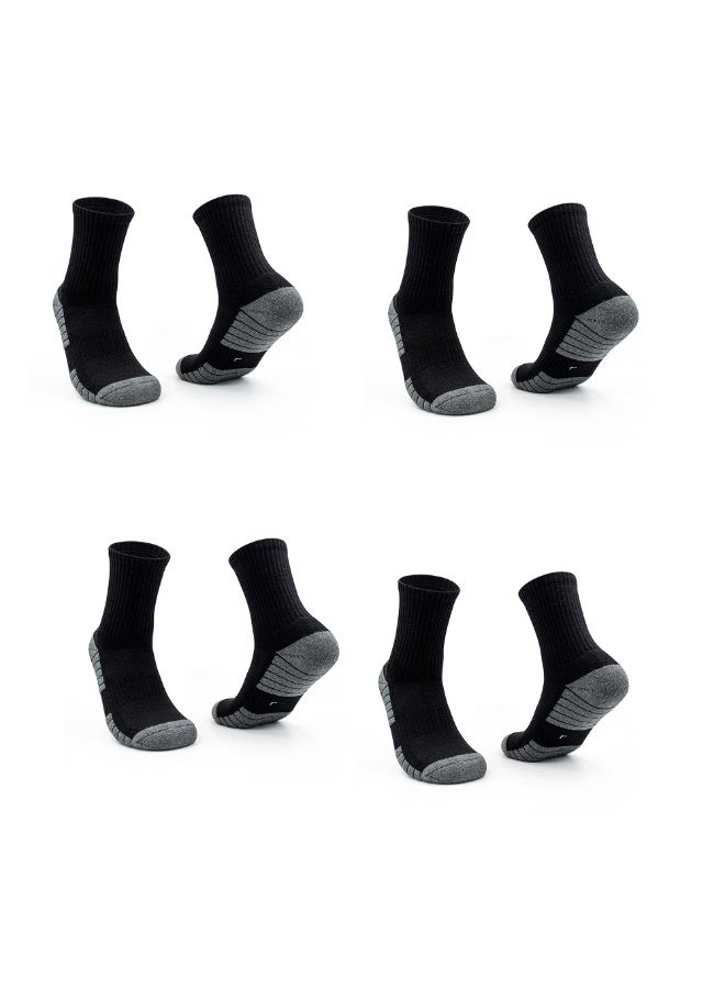 4 أزواج من الجوارب الرياضية السوداء الطويلة، مقاس أمريكي 6.5-8، ماصة للرطوبة وجيدة التهوية - Image 1